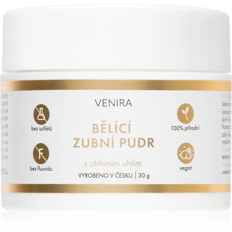 Venira Whitening tooth powder избелваща пудра за зъби с активен въглен с кокос Mint 30 гр.
