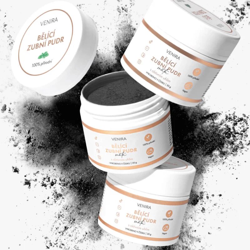 Venira Whitening tooth powder избелваща пудра за зъби с активен въглен с кокос Mint 30 гр.