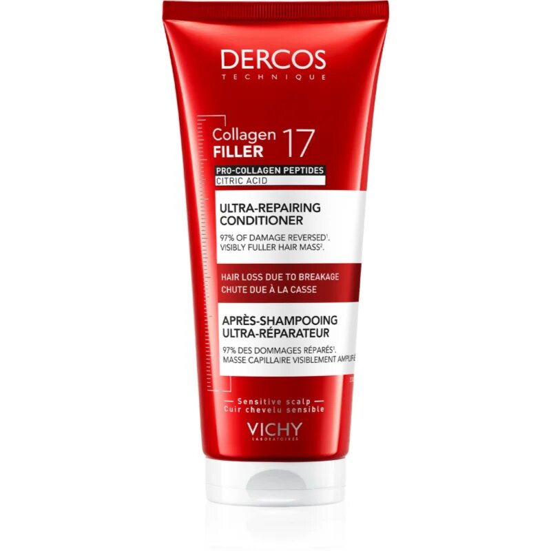 Vichy Dercos Collagen Filler 17 интензивен възстановяващ балсам 200 мл.