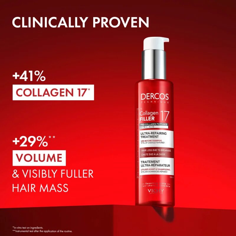 Vichy Dercos Collagen Filler 17 комплект за тънка коса със склонност към косопад