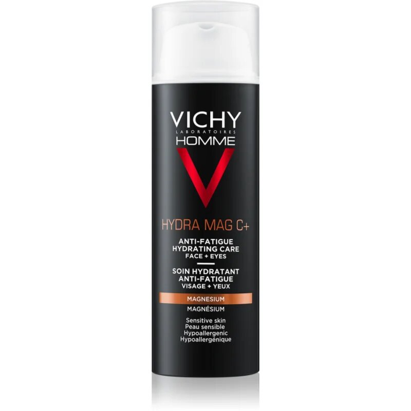 Vichy Homme Hydra-Mag C хидратираща грижа против признаци на умора за лице и околоочната област 50 мл.