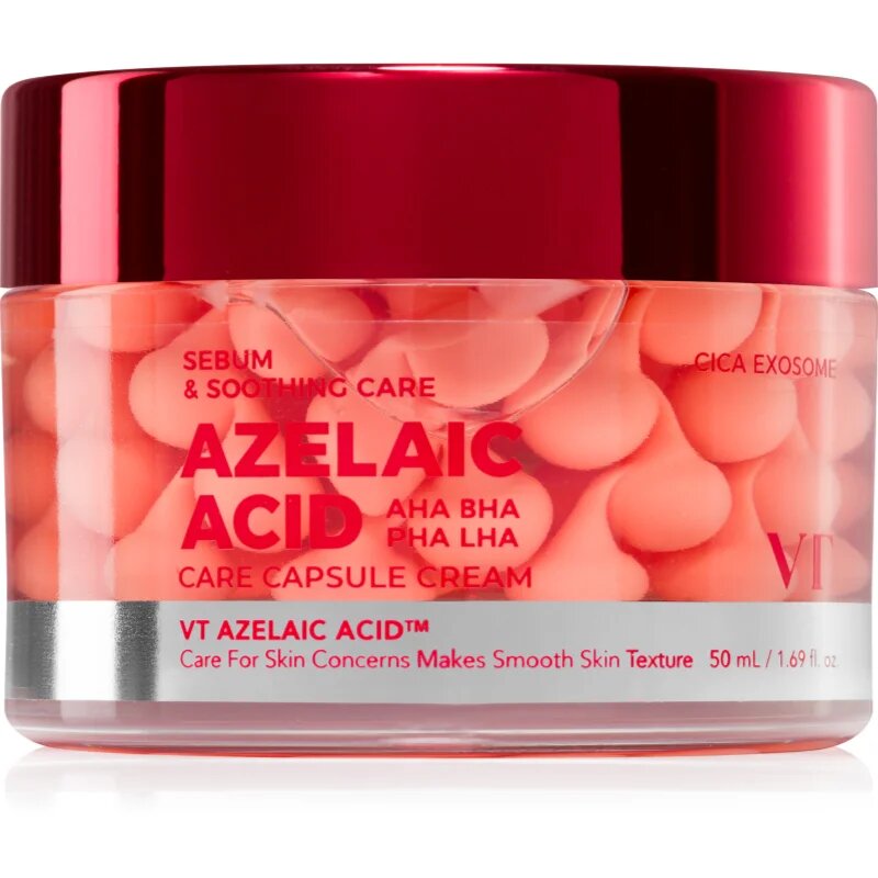 VT Cosmetics Azelaic Acid Care Capsule Cream успокояващ крем за лице против несъвършенствата на акнозна кожа 50 мл.