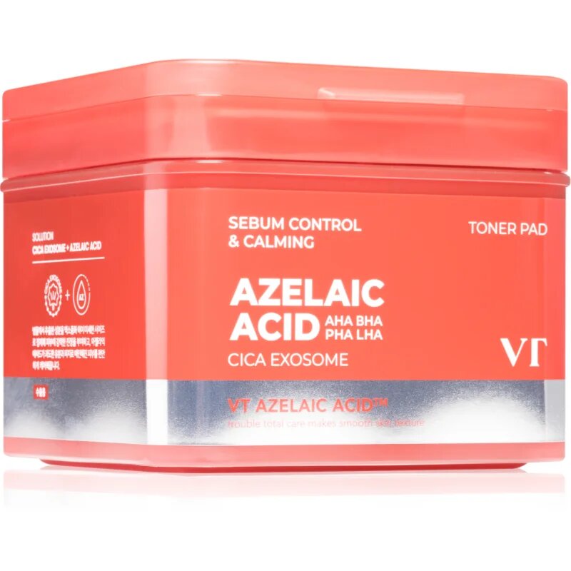 VT Cosmetics Azelaic Acid Sebum Control & Calming Toner Pad тонизиращи възглавнички за подхранване и хидратация 60 бр.