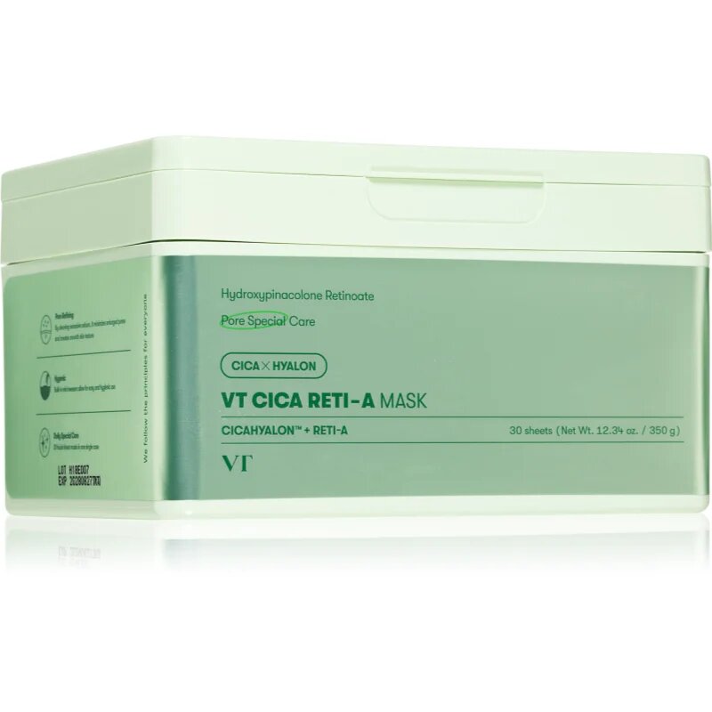 VT Cosmetics Cica Reti-A Mask успокояваща платнена маска със стягащ ефект голяма опаковка 30 бр.
