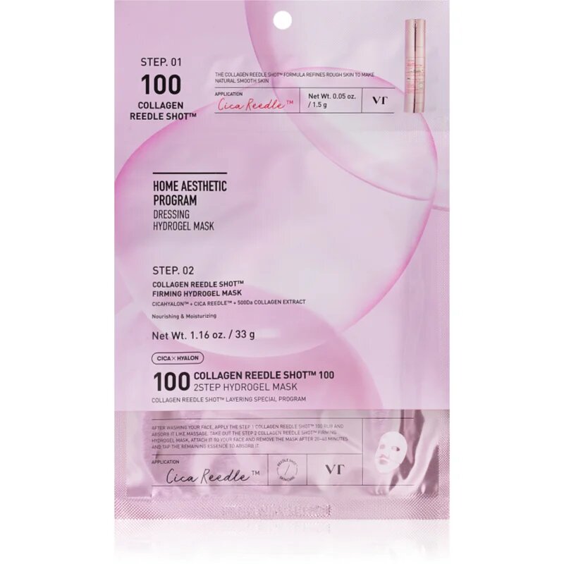 VT Cosmetics Collagen Reedle Shot 100 2Step Hydrogel Mask интензивна хидрогелна маска със стягащ ефект 34.5 гр.