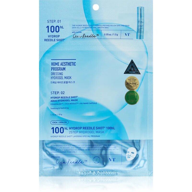 VT Cosmetics Hydrop Reedle Shot 100 2Step Hydrogel Mask интензивна хидрогелна маска с хидратиращ ефект 34.5 гр.