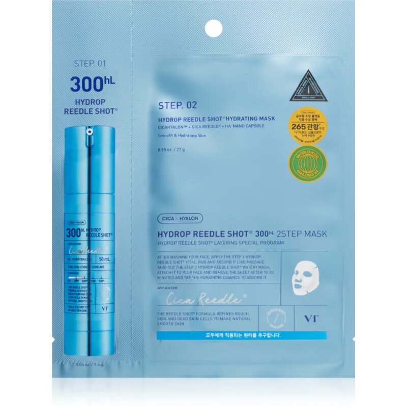 VT Cosmetics Hydrop Reedle Shot 300hL интензивна хидратираща маска за двуфазно третиране на кожата на лицето 28.5 гр.