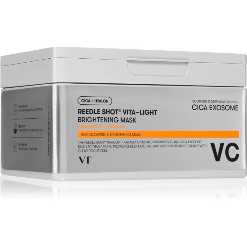 VT Cosmetics Reedle Shot Vita-Light Brightening Mask озаряваща платнена маска с витамин С голяма опаковка 30 бр.