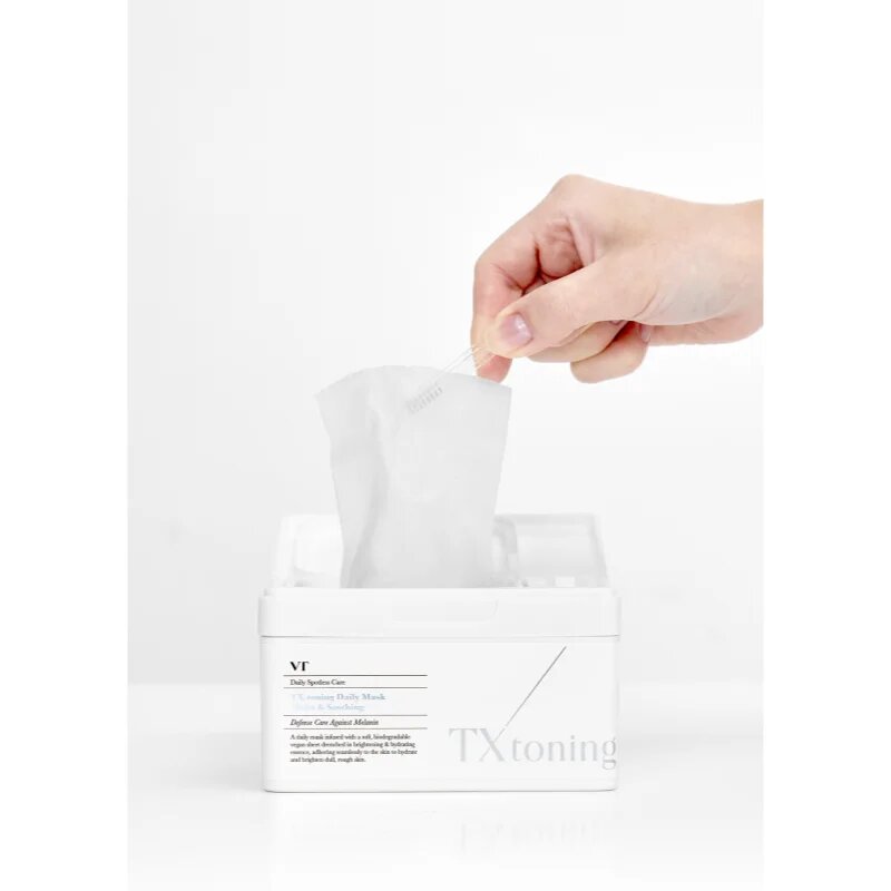 VT Cosmetics TX-Toning Daily Mask озаряваща платнена маска против пигментни петна голяма опаковка 30 бр.
