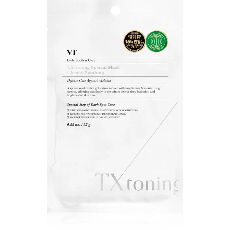 VT Cosmetics TX-Toning Special Mask хидратираща платнена маска за кожа с хиперпигментация 25 гр.