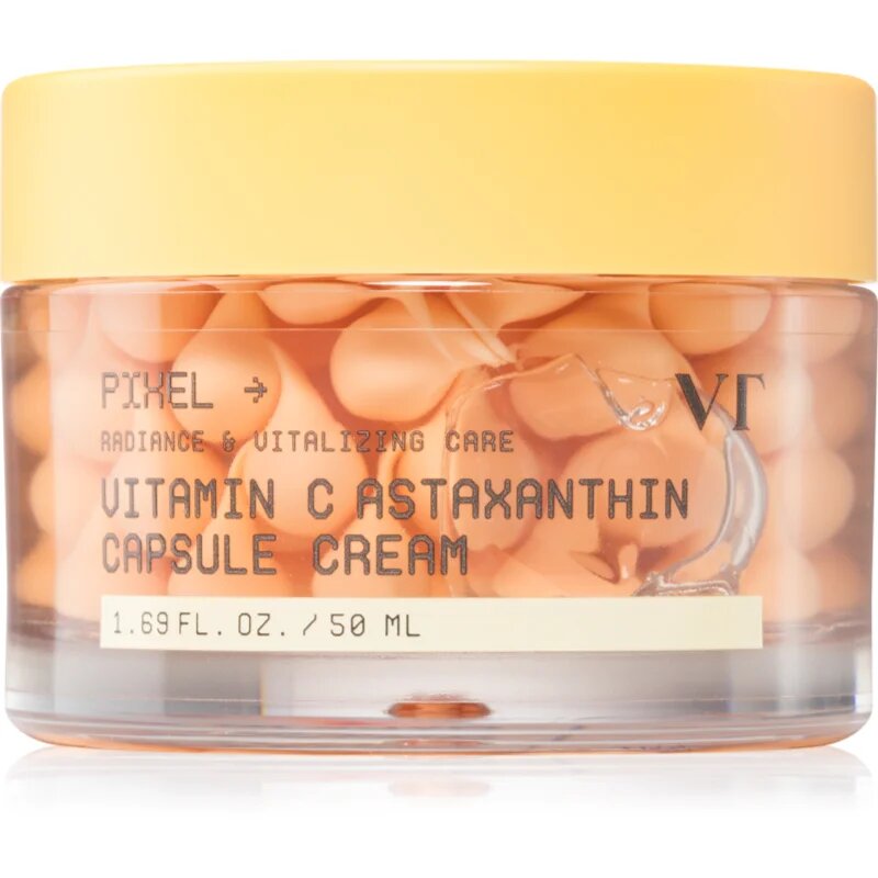 VT Cosmetics Vitamin C Astaxanthin Capsule Cream озаряващ хидратиращ крем да уеднакви цвета на кожата 50 мл.