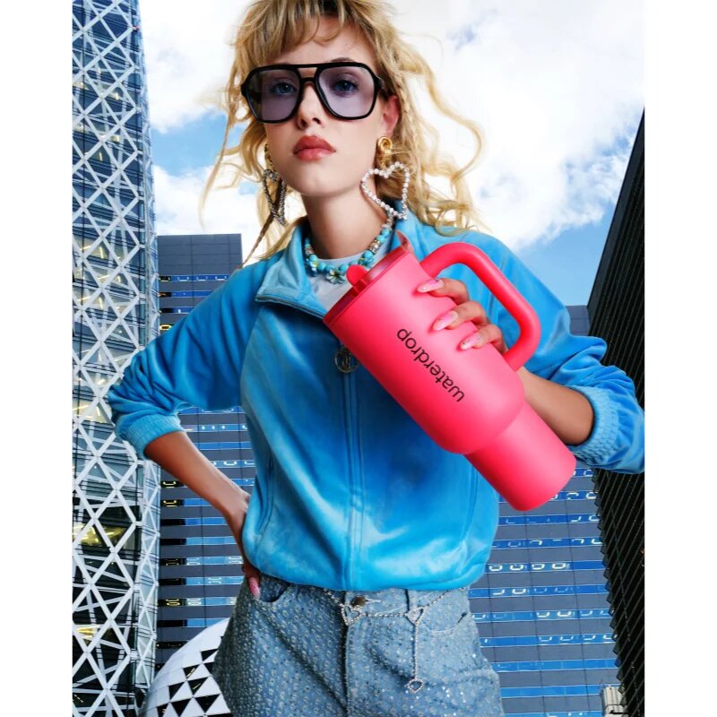 Waterdrop Explorer Tumbler неръждаема термочаша със сламка (лимитирана серия) Neon Pink 1 бр.