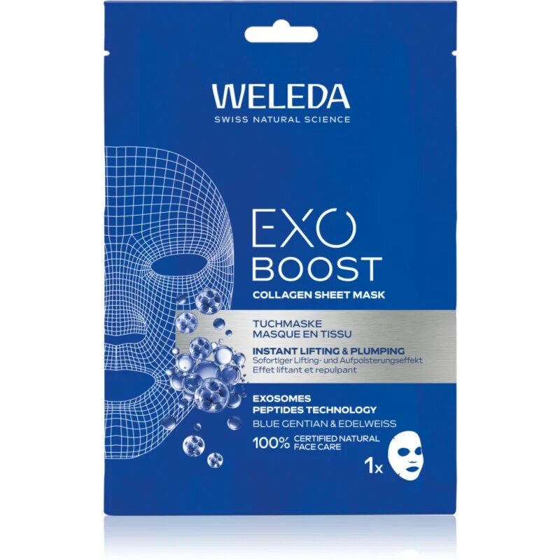Weleda Exo Boost ревитализираща платнена маска с колаген 20 мл.