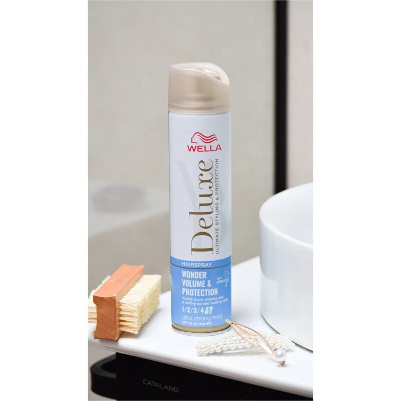 Wella Deluxe Wonder Volume & Protection лак за коса с екстра силна фиксация за обем и блясък 250 мл.