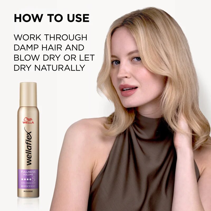 Wella flex Fullness Volume пяна втвърдител с екстра силна фиксация за фина коса 200 мл.