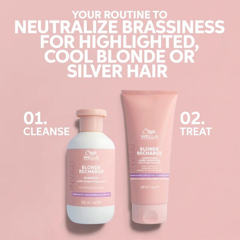 Wella Professionals Invigo Blonde Recharge шампоан за руса коса неутрализиращ жълтеникавите оттенъци 1000 мл.