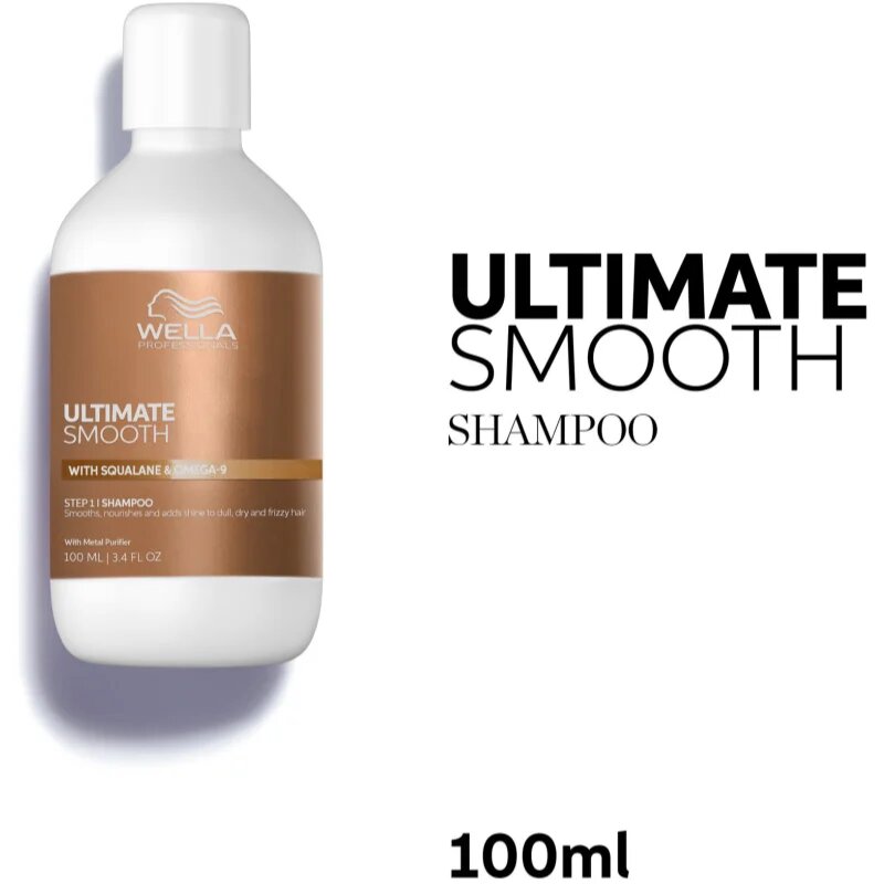 Wella Professionals Ultimate Smooth Shampoo интензивен подхранващ шампоан за блясък и мекота на косата 100 мл.