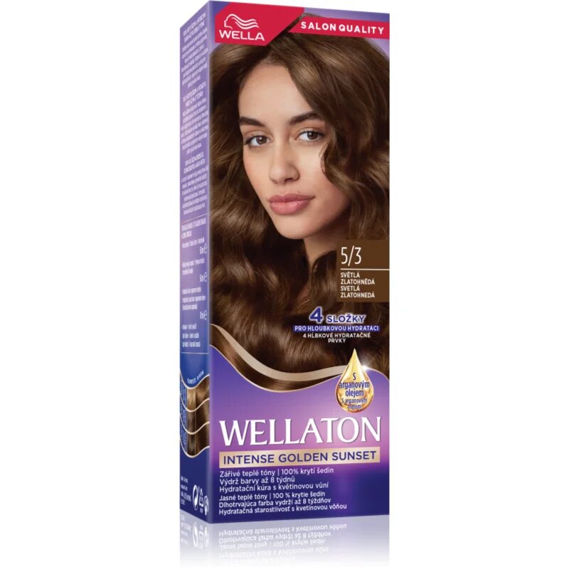 Wella ton Intense Golden Sunset перманентната боя за коса с арганово масло 5/3 Light Golden Brown 1 бр.