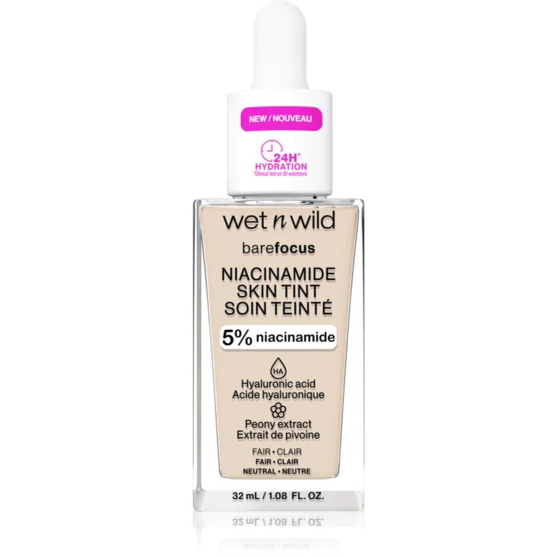 Wet N Wild BareFocus Niacinamide Skin Tint лек хидратиращ фон дьо тен цвят Fair (Neutral) 32 мл.