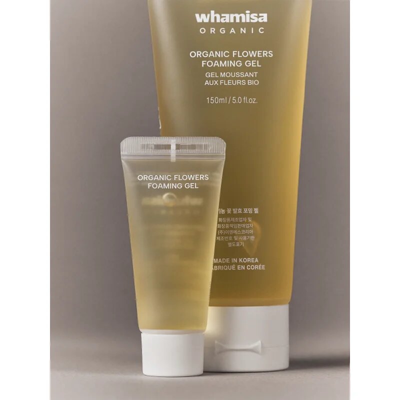WHAMISA Organic Flowers Foaming Gel успокояващ почистващ гел-пяна 150 мл.