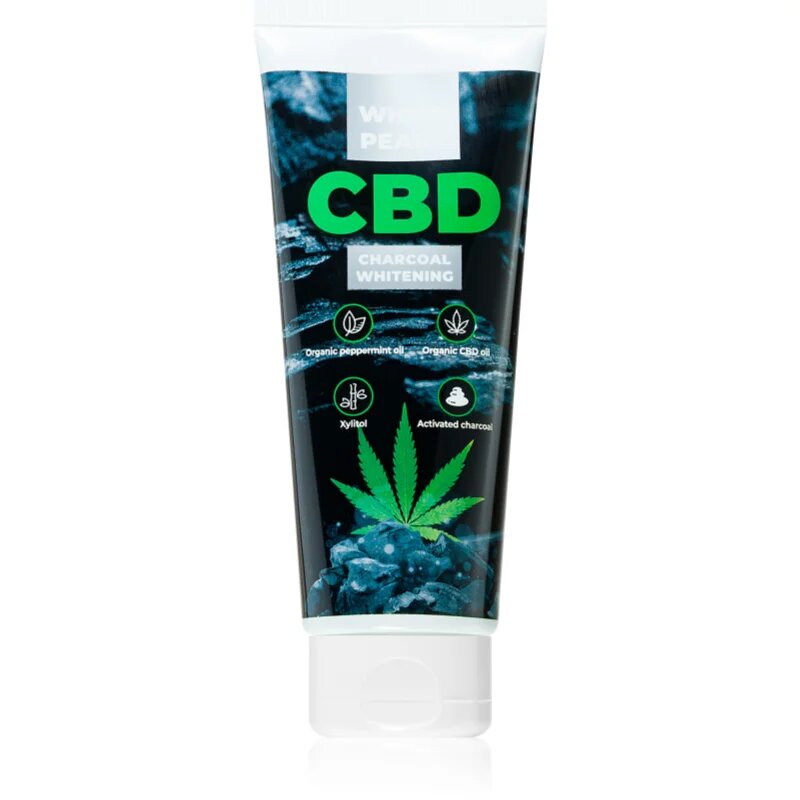 White Pearl CBD Charcoal Whitening избелваща паста за зъби с активен въглен с конопено масло 75 мл.