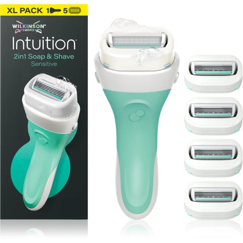 Wilkinson Sword Intuition 2in1 Soap & Shave Sensitive самобръсначка + резервни глави