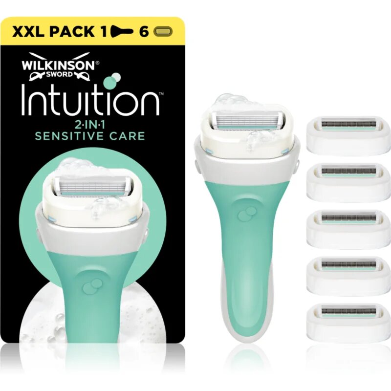 Wilkinson Sword Intuition 2in1 Soap & Shave Sensitive самобръсначка + резервни остриета 6 бр.