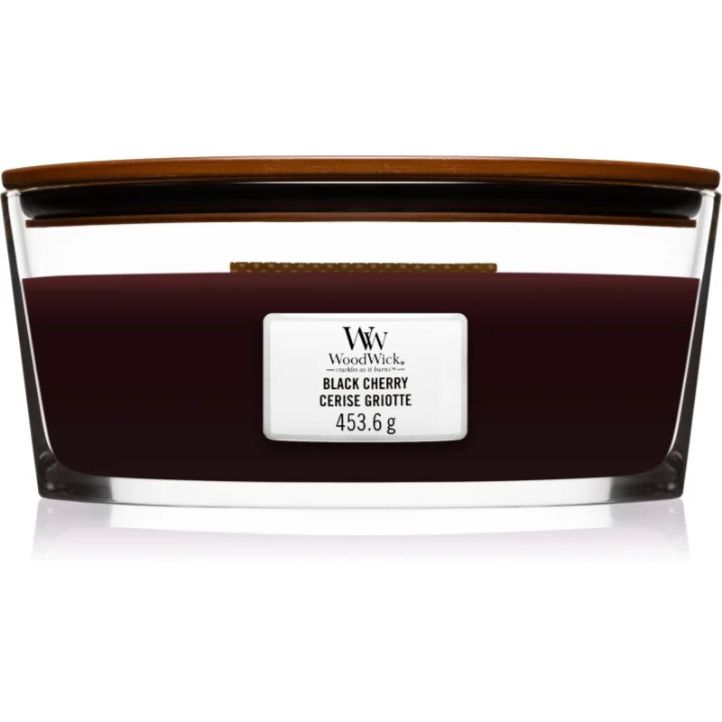 Woodwick Black Cherry ароматна свещ с дървен фитил (hearthwick) 453 гр.
