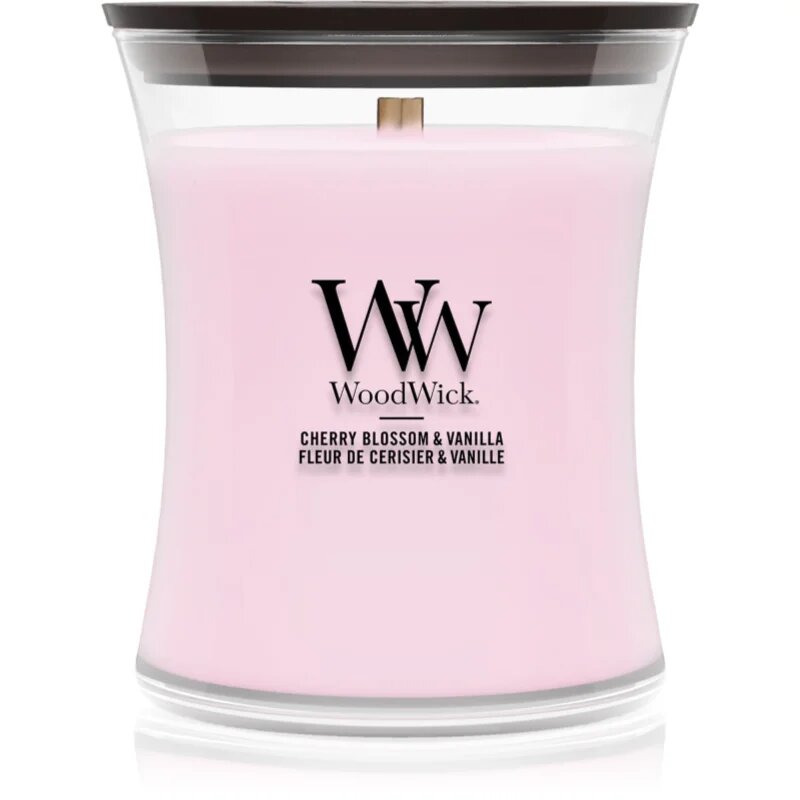 Woodwick Cherry Blossom & Vanilla ароматна свещ с дървен фитил 275 гр.