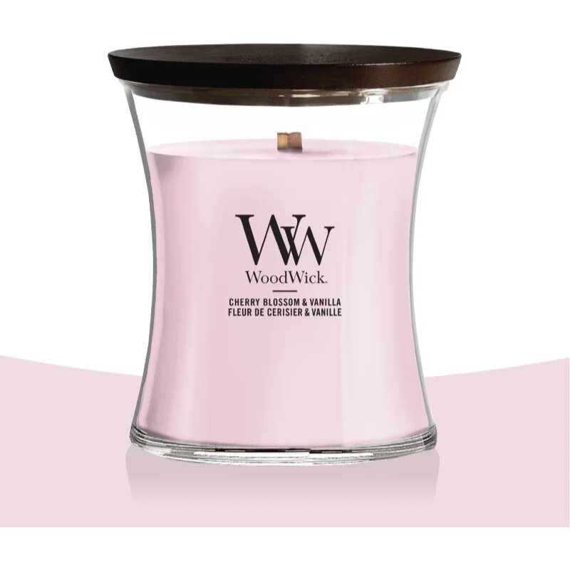 Woodwick Cherry Blossom & Vanilla ароматна свещ с дървен фитил 275 гр.