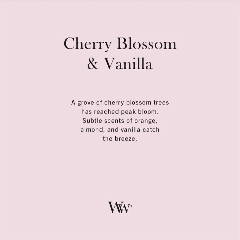 Woodwick Cherry Blossom & Vanilla ароматна свещ с дървен фитил 275 гр.
