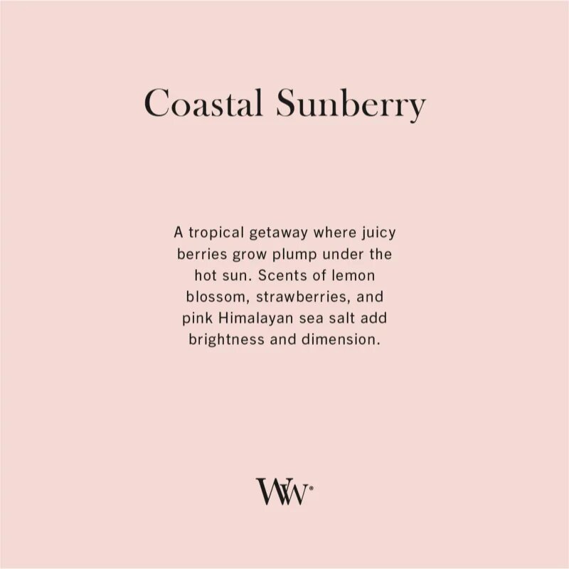 Woodwick Coastal Sunberry ароматна свещ с дървен фитил 610 гр.