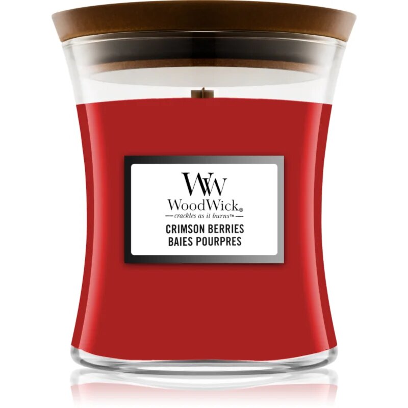 Woodwick Crimson Berries ароматна свещ с дървен фитил 85 гр.
