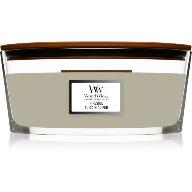 Woodwick Fireplace Fireside ароматна свещ с дървен фитил (hearthwick) 453 гр.