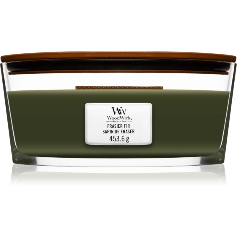 Woodwick Frasier Fir ароматна свещ с дървен фитил (hearthwick) 453.6 гр.