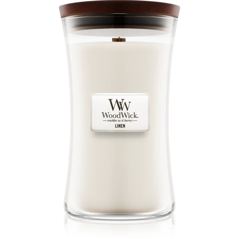 Woodwick Linen ароматна свещ с дървен фитил 609.5 гр.