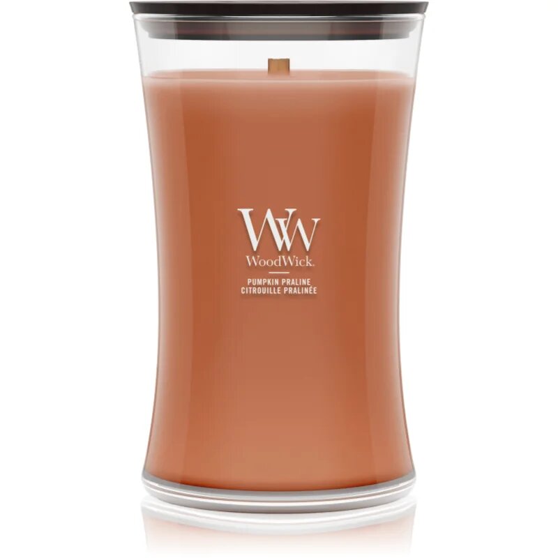 Woodwick Pumpkin Praline ароматна свещ с дървен фитил 610 гр.
