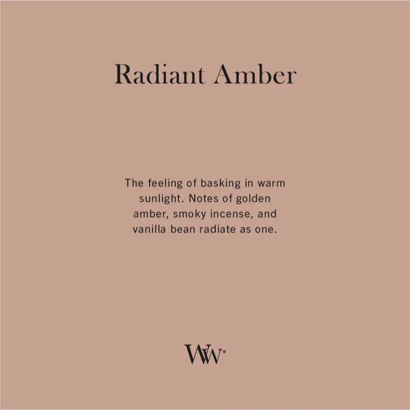 Woodwick Radiant Amber ароматна свещ с дървен фитил 275 гр.