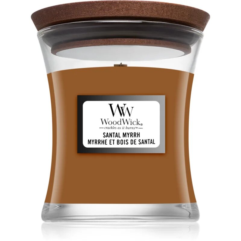 Woodwick Santal Myrrh ароматна свещ с дървен фитил 85 гр.