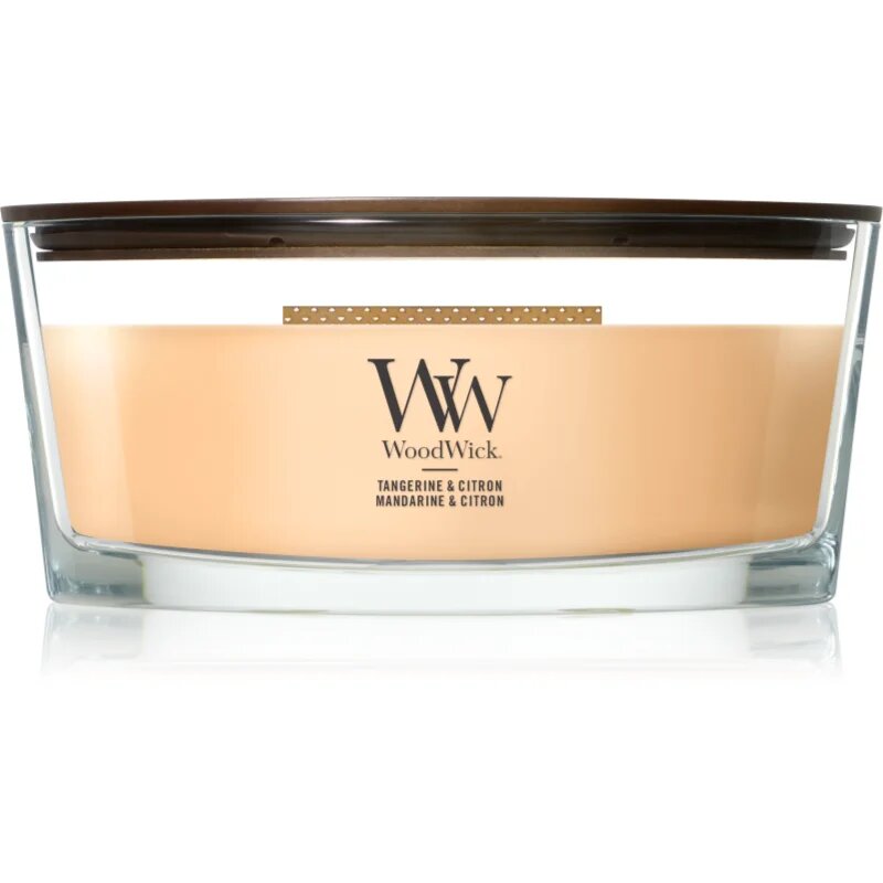 Woodwick Tangerine & Citron ароматна свещ с дървен фитил 453.6 гр.