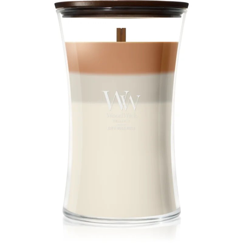 Woodwick Trilogy Café Macchiato ароматна свещ с дървен фитил 610 гр.