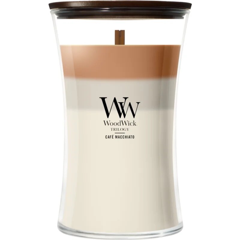 Woodwick Trilogy Café Macchiato ароматна свещ с дървен фитил 610 гр.