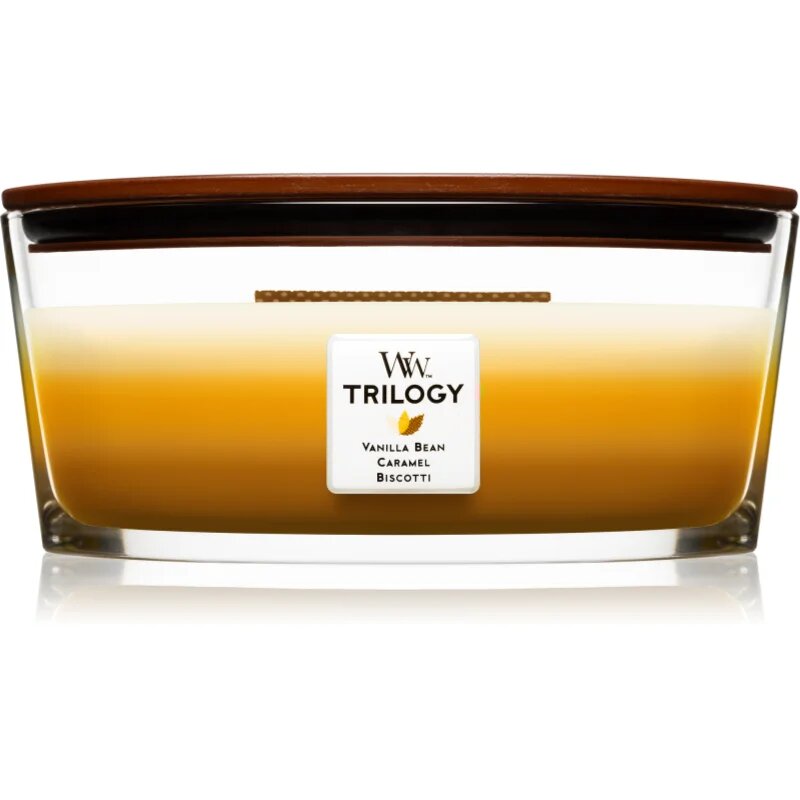Woodwick Trilogy Café Sweets ароматна свещ с дървен фитил (hearthwick) 453.6 гр.