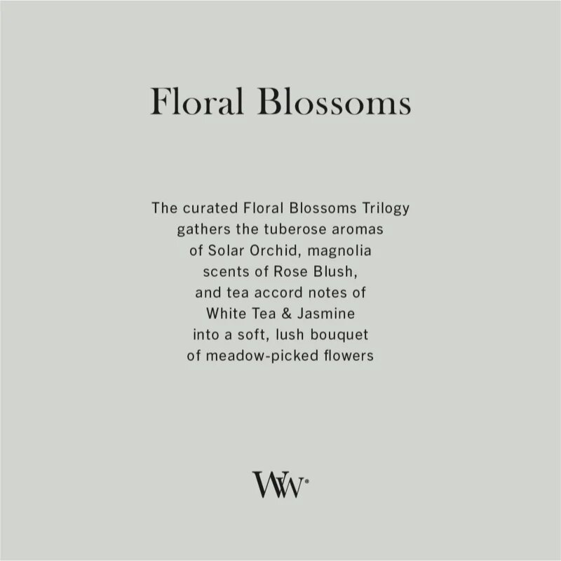 Woodwick Trilogy Floral Blossoms ароматна свещ с дървен фитил 453.6 гр.