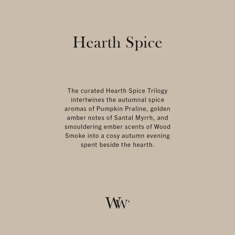 Woodwick Trilogy Hearth Spice ароматна свещ с дървен фитил 453.6 гр.
