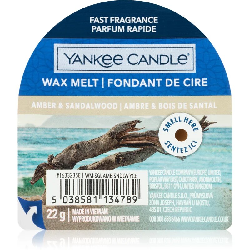 Yankee Candle Amber & Sandalwood восък за арома-лампа 22 гр.