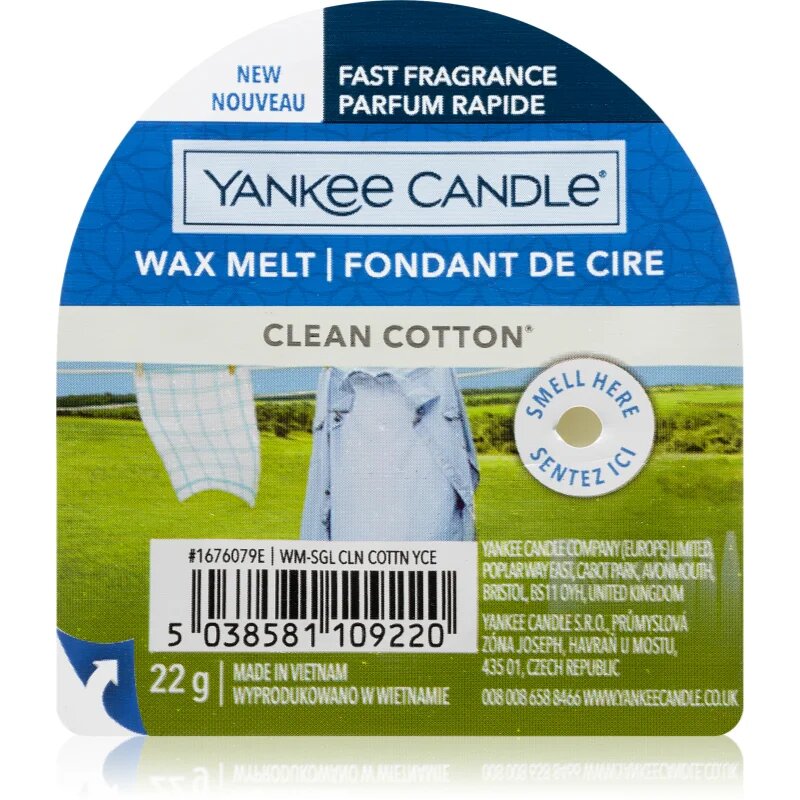 Yankee Candle Clean Cotton восък за арома-лампа 22 гр.