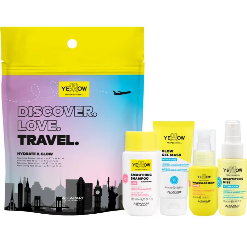 Yellow Professional Discover.Love.Travel. Set комплект за пътуване За коса 4 бр.