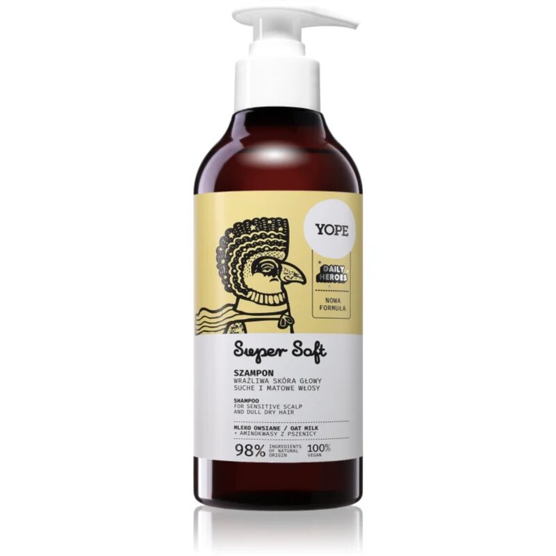 Yope Daily Heroes Soft Shampoo Oat Milk нежен шампоан за чувствителна кожа на скалпа 300 мл.