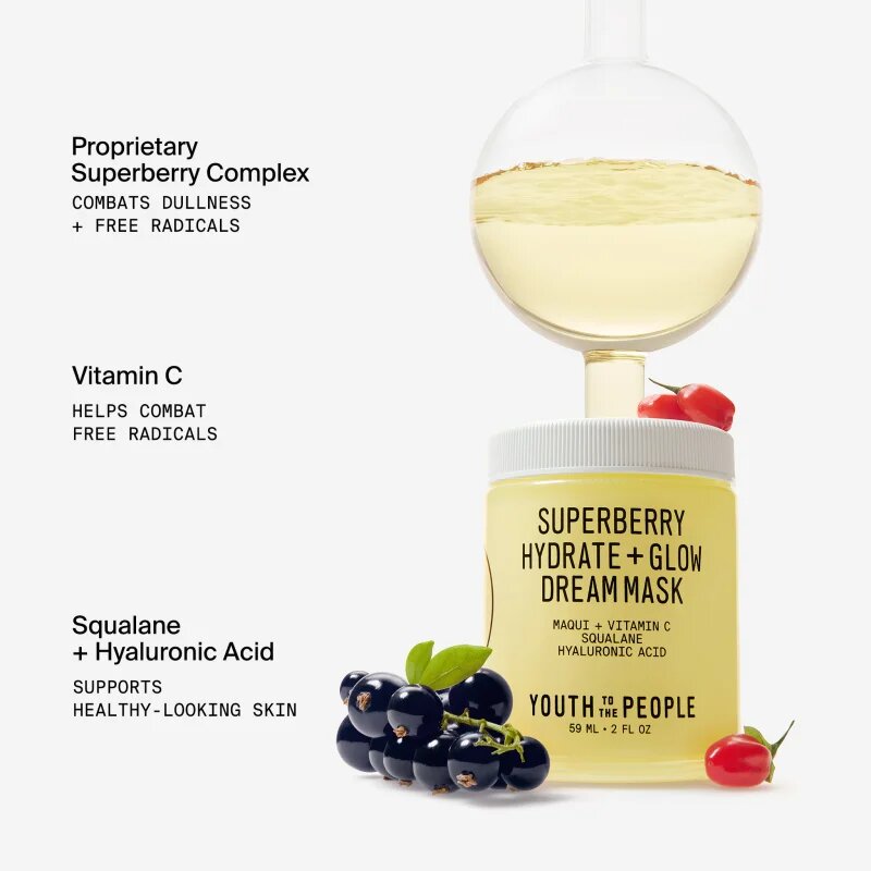 Youth To The People Superberry Hydrate + Glow Dream Mask маска за освежаване и хидратация 59 мл.